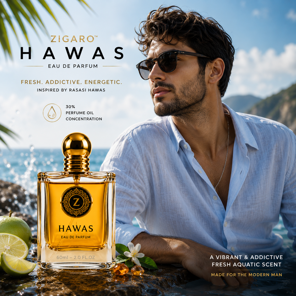 Zigaro Hawas EDP || Fresh Aquatic Sweet Eau de Parfum for Men
