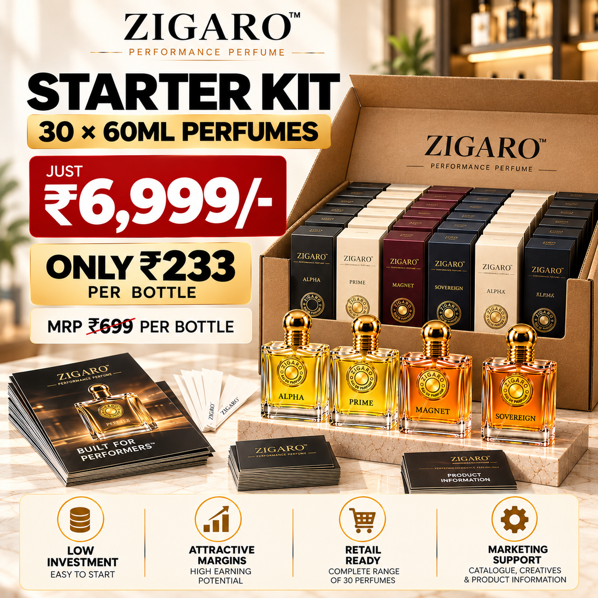Zigaro™ Retailer Starter Kit – 30 × 60ML Perfumes