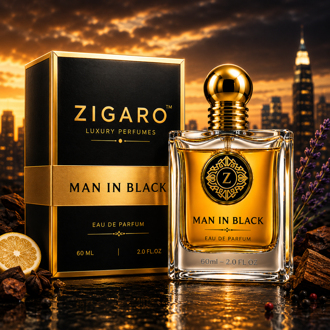 Zigaro Man in Black EDP || Intense Spicy Amber Eau de Parfum for Men