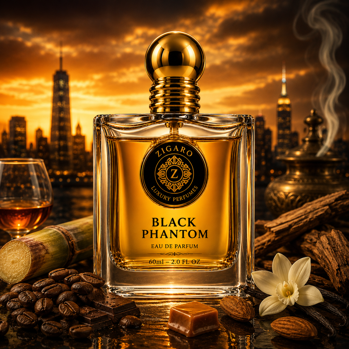Zigaro Black Phantom EDP – Dark Gourmand Coffee Eau de Parfum (Unisex)