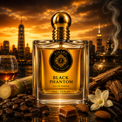 Zigaro Black Phantom EDP – Dark Gourmand Coffee Eau de Parfum (Unisex)
