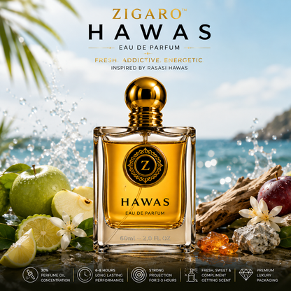 Zigaro Hawas EDP || Fresh Aquatic Sweet Eau de Parfum for Men
