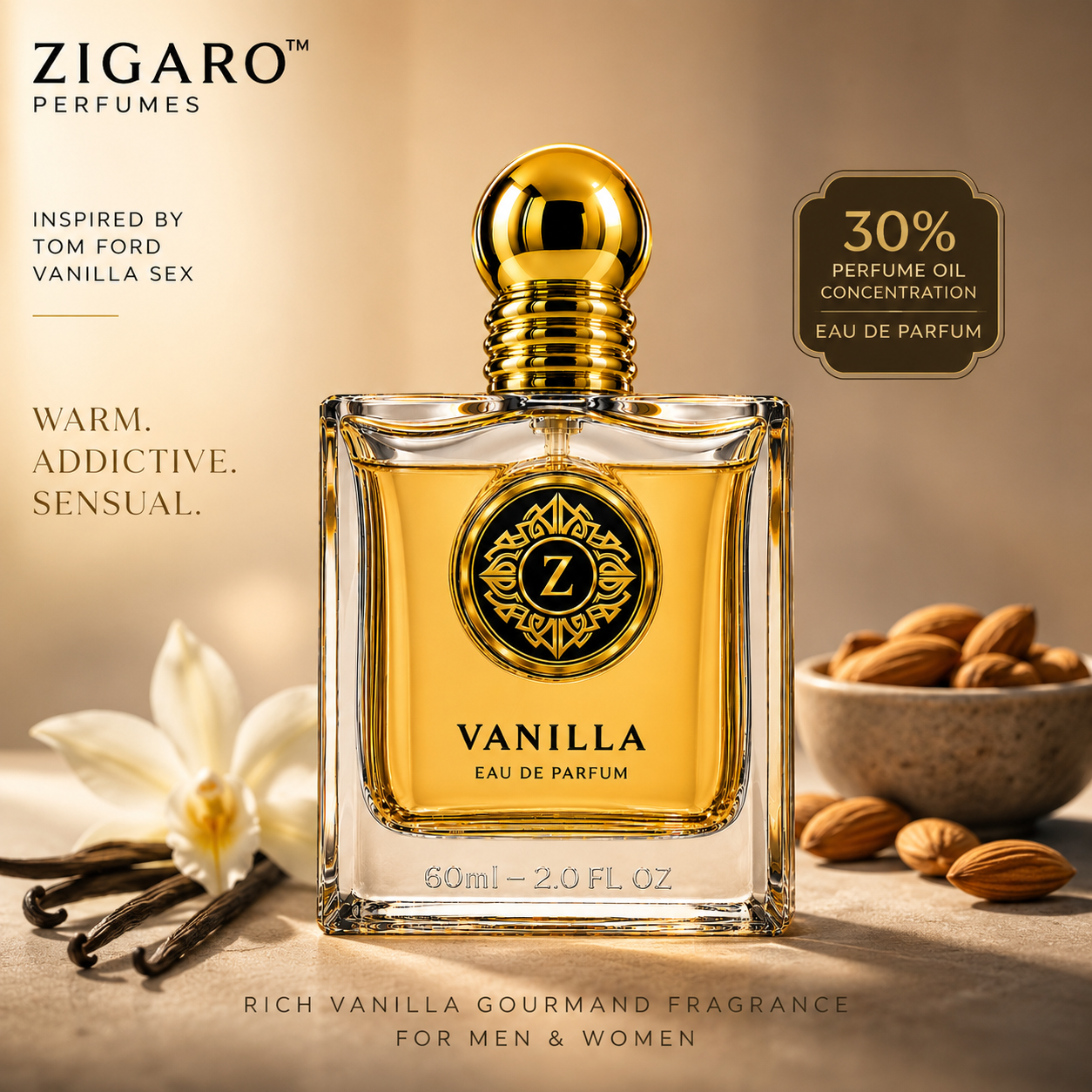 Zigaro Vanilla EDP – Intense Creamy Vanilla Eau de Parfum (Unisex)