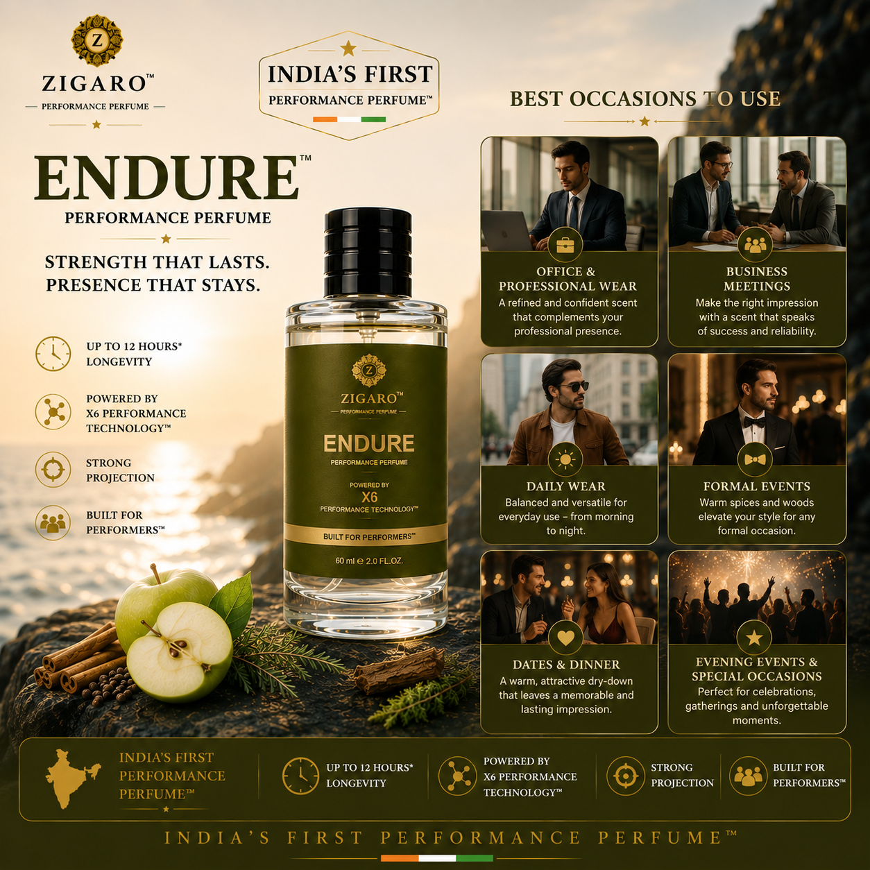 Zigaro™ ENDURE Performance Perfume || Inspired From Hugo Boss