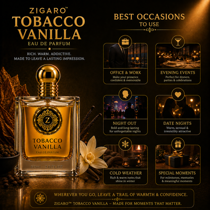 Zigaro Tobacco Vanilla EDP – Warm Spicy Tobacco Gourmand Eau de Parfum (Unisex)