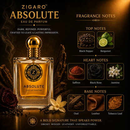 Zigaro Absolute EDP  || Smoky Woody Leather Eau de Parfum for Men