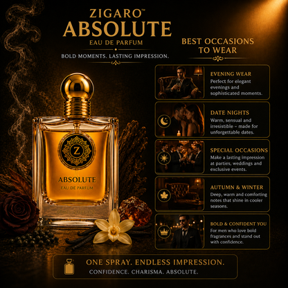 Zigaro Absolute EDP  || Smoky Woody Leather Eau de Parfum for Men