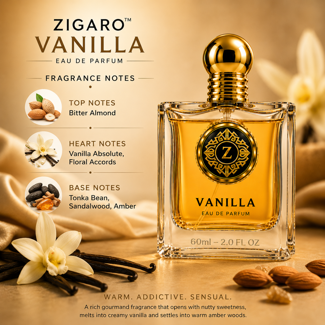 Zigaro Vanilla EDP – Intense Creamy Vanilla Eau de Parfum (Unisex)