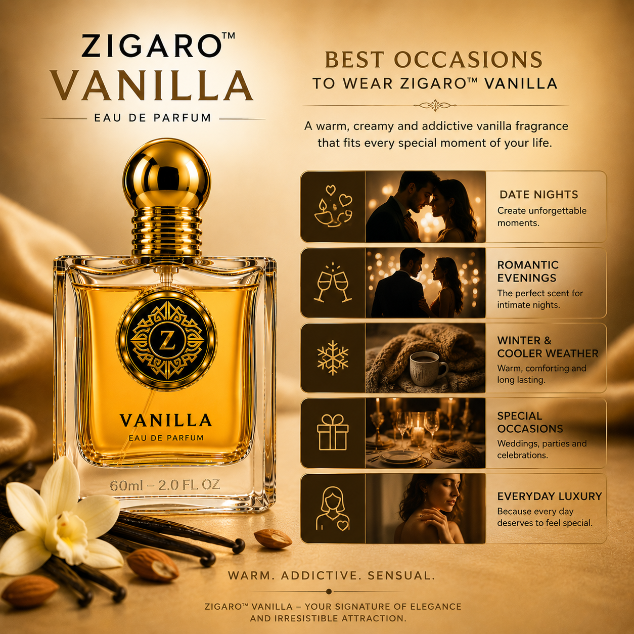 Zigaro Vanilla EDP – Intense Creamy Vanilla Eau de Parfum (Unisex)