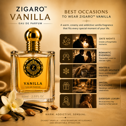Zigaro Vanilla EDP – Intense Creamy Vanilla Eau de Parfum (Unisex)