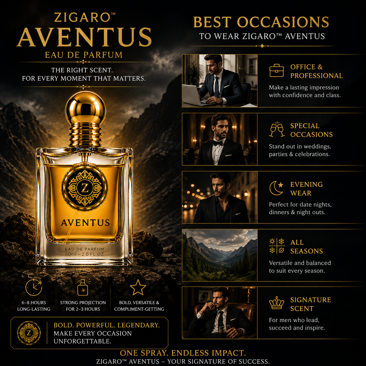 Zigaro Aventus EDP || Fruity Smoky Woody Eau de Parfum for Men