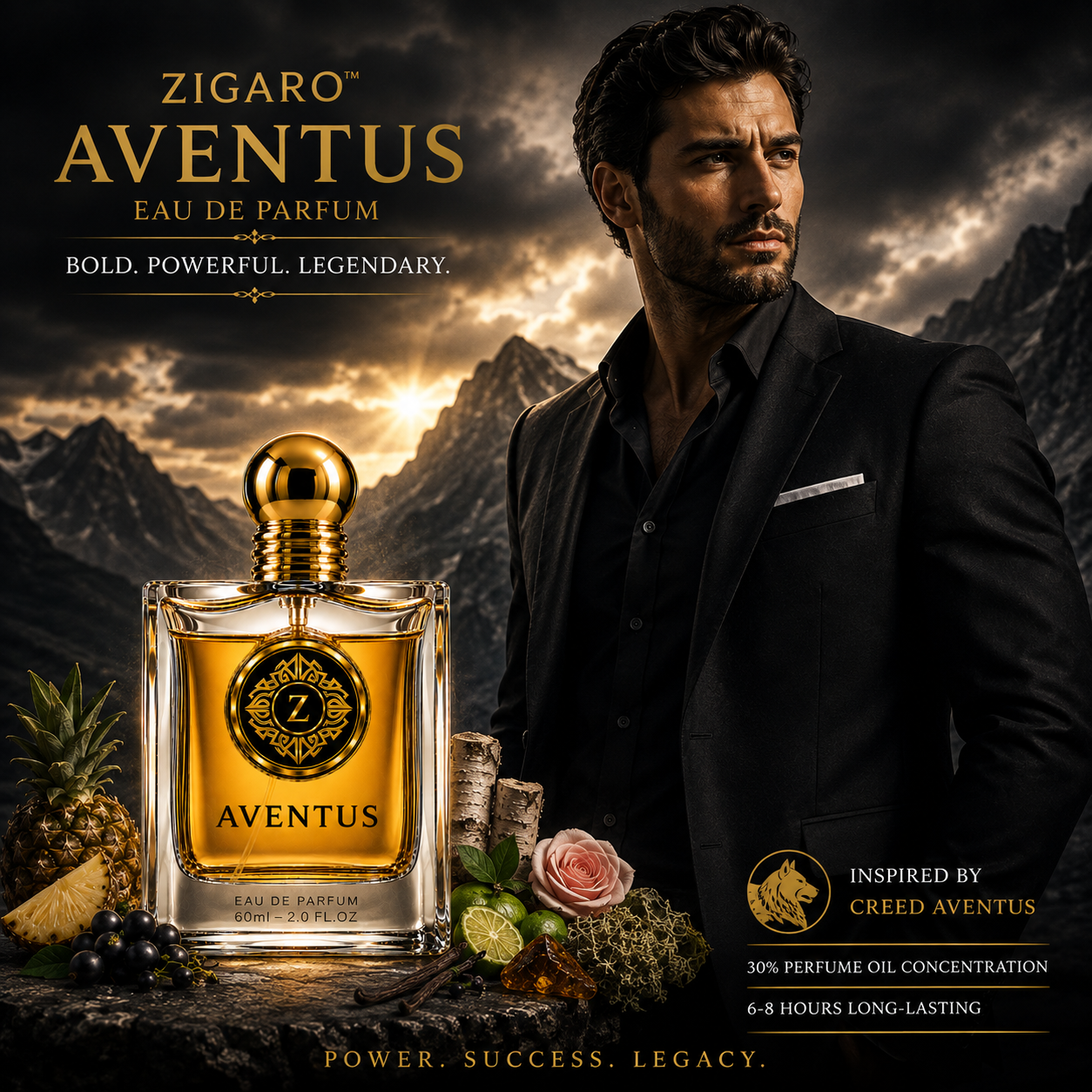 Zigaro Aventus EDP || Fruity Smoky Woody Eau de Parfum for Men