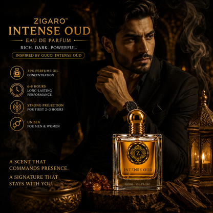 Zigaro Intense Oud EDP – Deep Smoky Oud Eau de Parfum (Unisex)