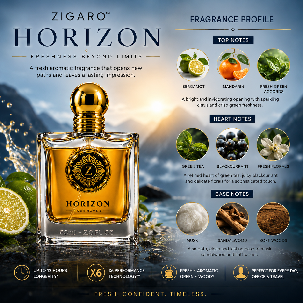ZIGARO™ HORIZON EDP — Inspired From Creed Silver Mountain