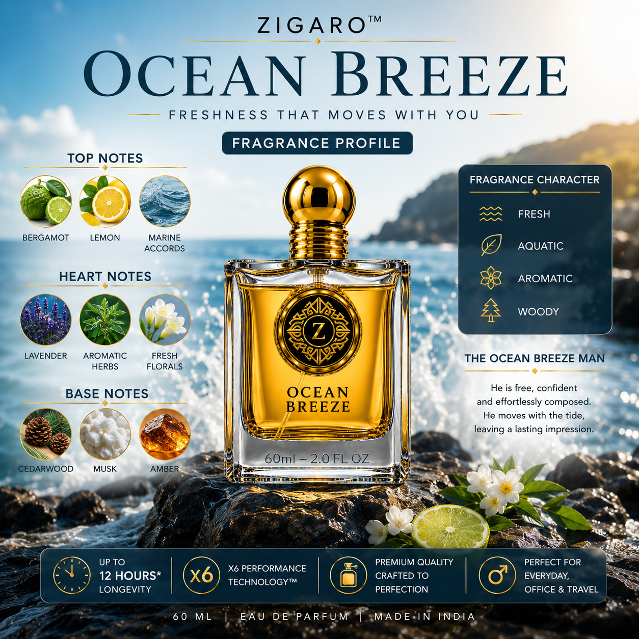 ZIGARO™ OCEAN BREEZE EDP —Inspired From LV Pacific Chill
