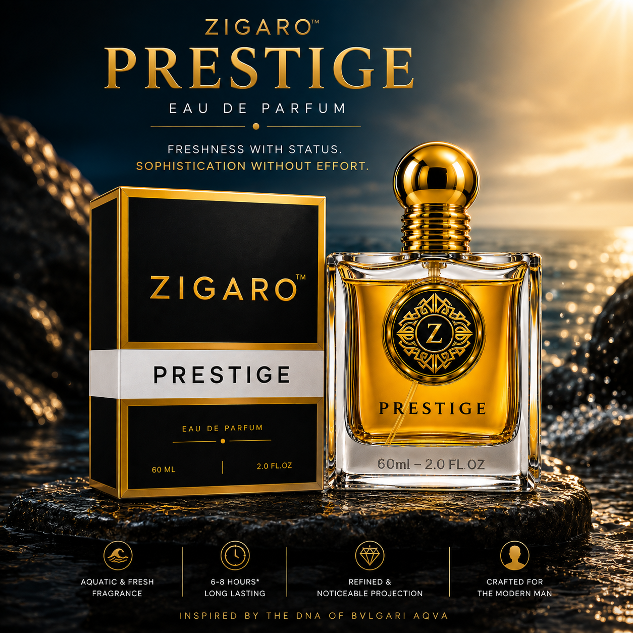 ZIGARO™ PRESTIGE EDP — Inspired From Bvlgari Aqua