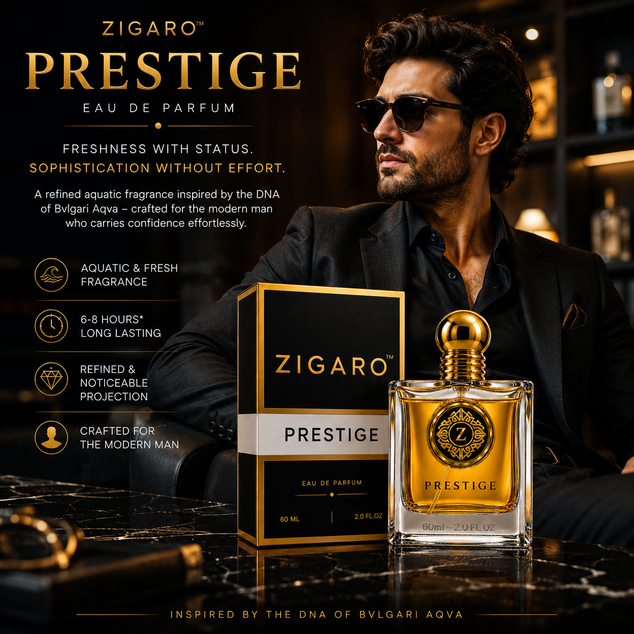 ZIGARO™ PRESTIGE EDP — Inspired From Bvlgari Aqua