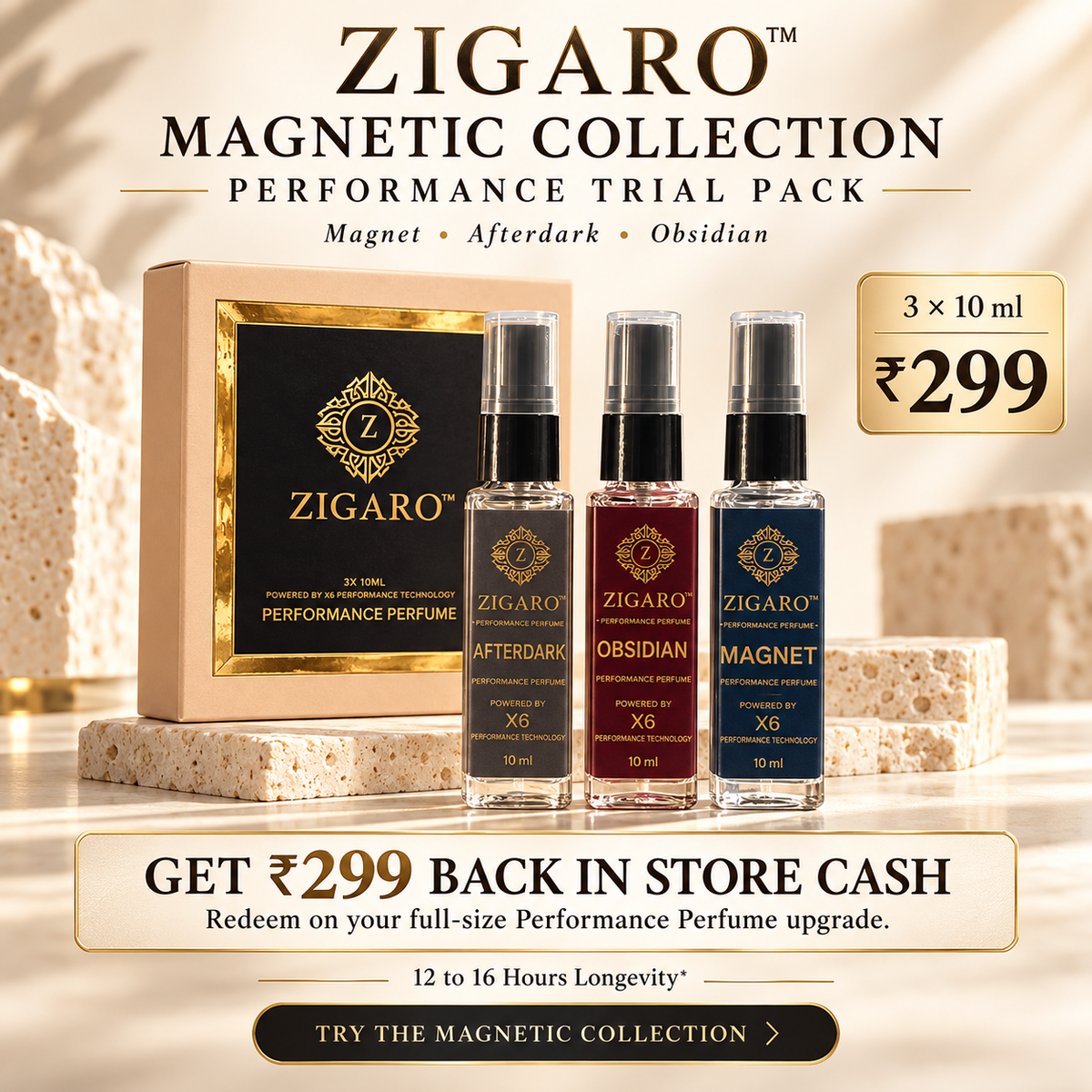 Zigaro™ Performance Midnight Charmer Trial Pack|| Magnet, Afterdark, And Obsidien || 100% Cash Back
