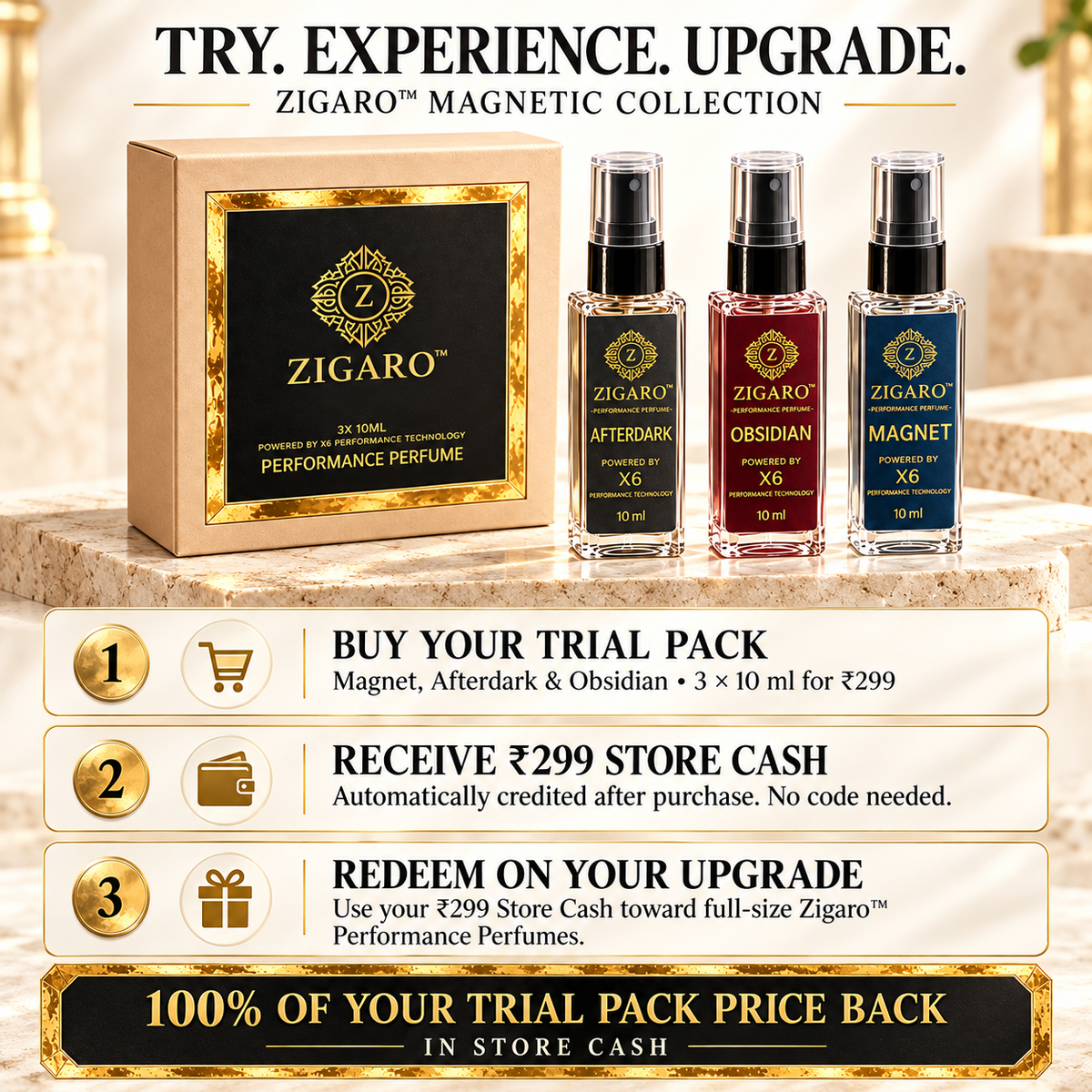 Zigaro™ Performance Midnight Charmer Trial Pack|| Magnet, Afterdark, And Obsidien || 100% Cash Back