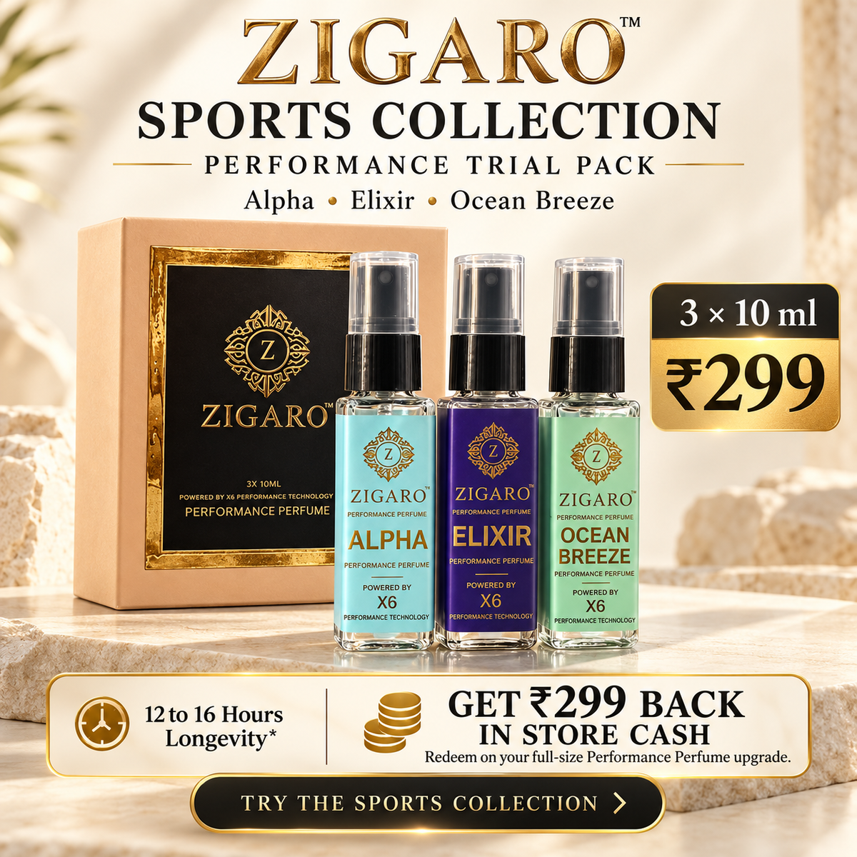 Zigaro™ Performance Signature Collection Trial Pack|| Alpha, Elixir, And Ocean Breeze || 100% Cash Back